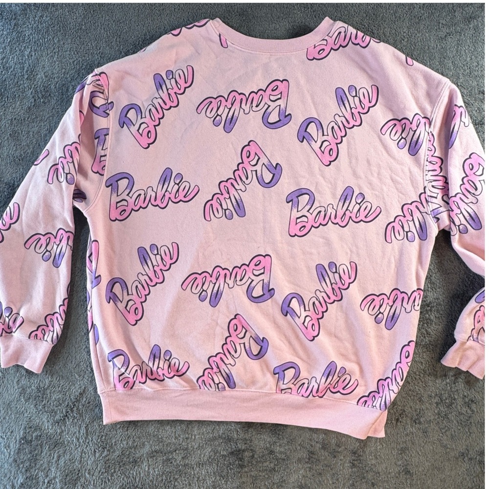 Barbie Hybrid Apparel All Over Print Sweatshirt Pink Purple Logo XXL 2023 Mattel - Picture 4 of 6